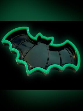 Handmade Resin Glitter Bat Trinket Tray Neon Green + Black